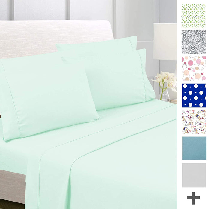 American Home Collection Deluxe 6 Piece Printed Sheet Set of Brushed Fabric, Deep Pocket Wrinkle Resistant - Hypoallergenic (Twin