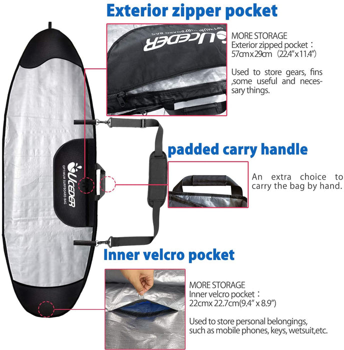 UCEDER Surfboard Cover and Surfboard Storage Bag for Outdoor Travel,5'2",6'0",7'5'',8'2'',8'7'',9'2'',10'0"Surfboard Bag