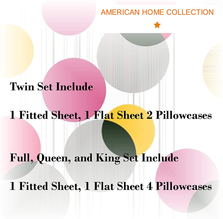 American Home Collection Deluxe 6 Piece Printed Sheet Set of Brushed Fabric, Deep Pocket Wrinkle Resistant - Hypoallergenic (Twin