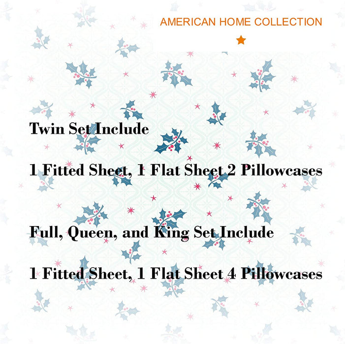 American Home Collection Deluxe 6 Piece Printed Sheet Set of Brushed Fabric, Deep Pocket Wrinkle Resistant - Hypoallergenic (Twin