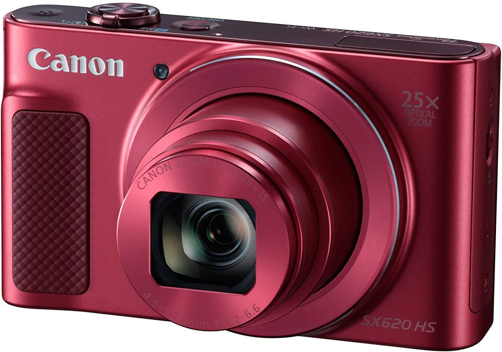 Canon PowerShot SX620 HS Digital Camera (Red) along with 16GB, Deluxe Accessory Bundle and Cleaning Kit