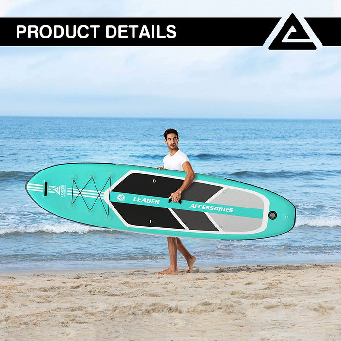 Leader Accessories 10'6" Inflatable Stand Up Paddleboard with Fins (6" Thick) Includes Adjustable Paddle,Kayak Leash,ISUP Backpack, Non-Slip Deck