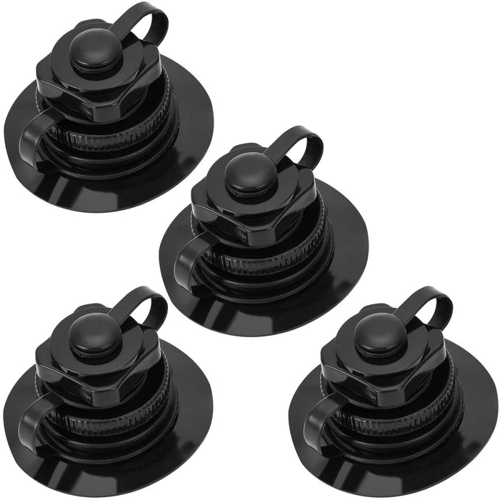 QUKRT 4 Pcs Boston Valve, One-Way Universal Fit Air Valve for Rubber Dinghy Raft Kayak Pool Boat Airbeds, Black