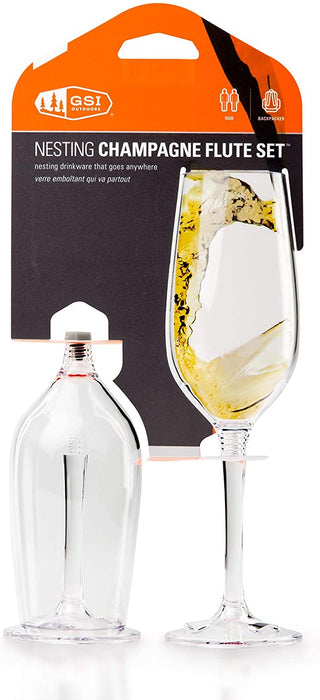 GSI Outdoors 79332 Packable Champagne Flute Set, Clear