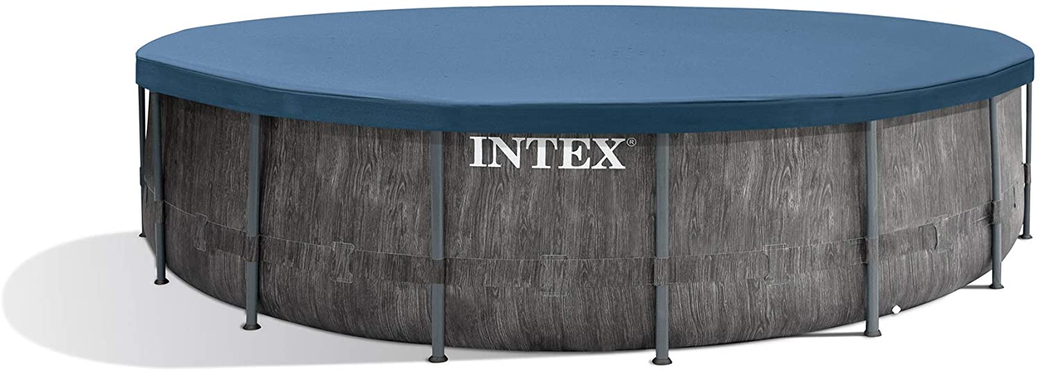 Intex 26741EH 15ft x 48in Greywood Premium Prism Steel Frame Outdoor Above Ground Swimming Pool Set with Cover, Ladder, & Pump