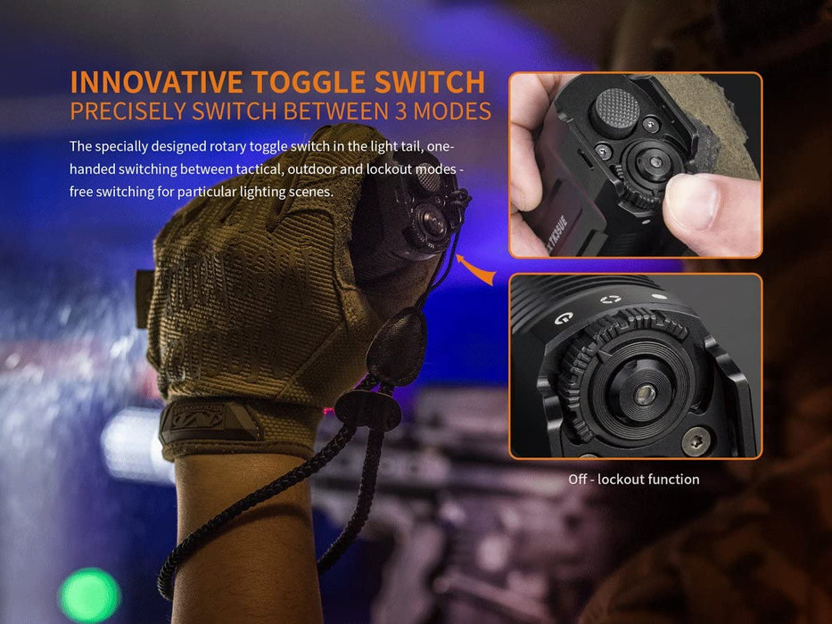 Fenix TK35 Ultimate Edition 2018 3200 Lumens Rechargeable LED Flashlight w/2x Fenix 3500mAh Rechargeable Batteries and Lumen Tactical Battery Organizer