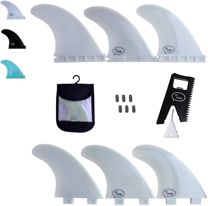 Ho Stevie! Fiberglass Reinforced Polymer Surfboard Fins - Thruster (3 Fins) FCS or Futures Sizes, with Fin Bag, Screws
