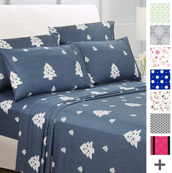 American Home Collection Deluxe 6 Piece Printed Sheet Set of Brushed Fabric, Deep Pocket Wrinkle Resistant - Hypoallergenic (Twin