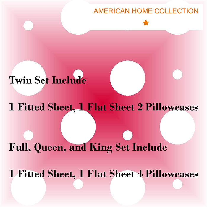 American Home Collection Deluxe 6 Piece Printed Sheet Set of Brushed Fabric, Deep Pocket Wrinkle Resistant - Hypoallergenic (Twin