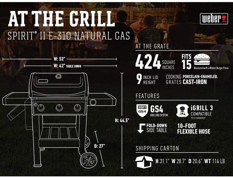 Weber 45010001 Spirit II E-310 3-Burner Liquid Propane Grill