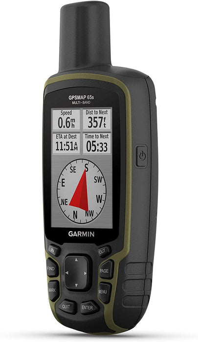 Garmin GPSMAP 65s, Button-Operated Handheld with Altimeter and Compass, Expanded Satellite Support and Multi-Band Technology