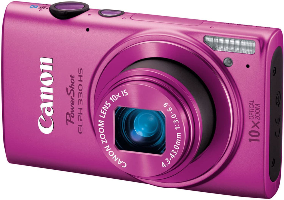 Canon PowerShot ELPH 330 12MP Digital Camera with 10x Optical Image Stabilized Zoom with 3-Inch LCD (Pink) (OLD MODEL)