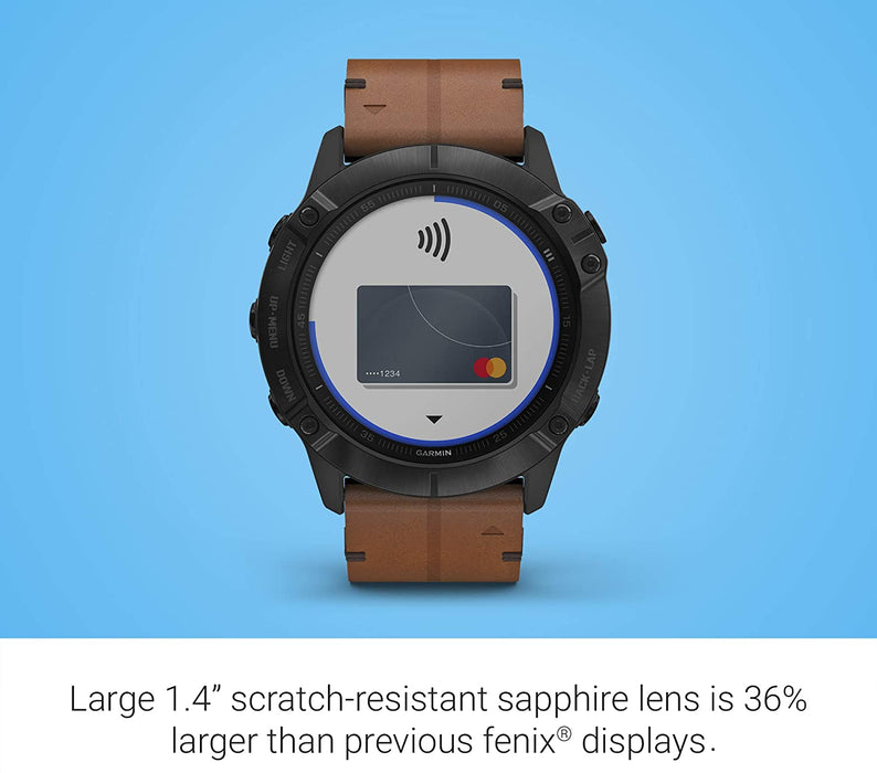 Garmin Fenix 6X Sapphire, Premium Multisport GPS Watch, Features Mapping, Music, Grade-Adjusted Pace Guidance and Pulse Ox Sensors & Quickfit Watch Band, Vented Carbon Gray Titanium Bracelet