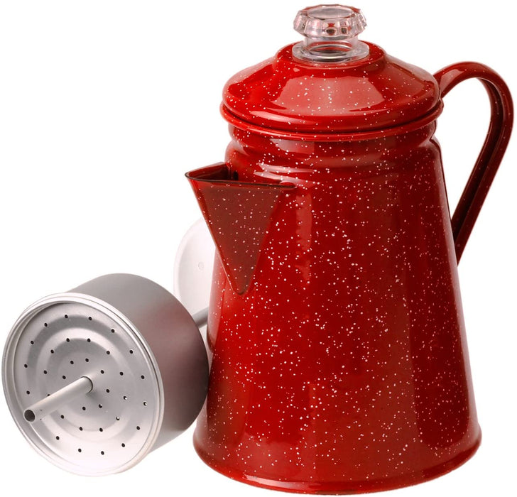 GSI Outdoors 8 Cup Enamelware Percolator Coffee Pot for Brewing Coffee Over Stove and Fire | Ideal for Campsite, Cabin, RV, Kitchen, Groups