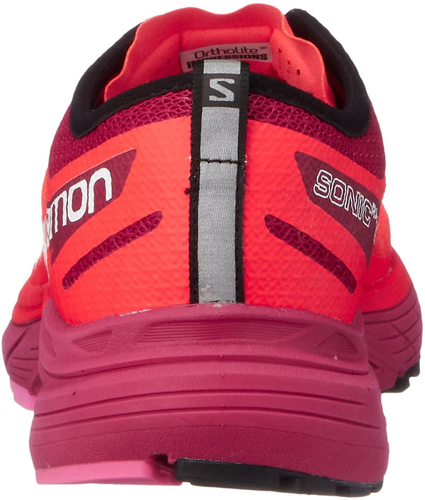 Salomon Women's Sonic Ra Max Fiery Coral/Cerise Pink Glow Ankle-High Mesh Road Running - 6.5M