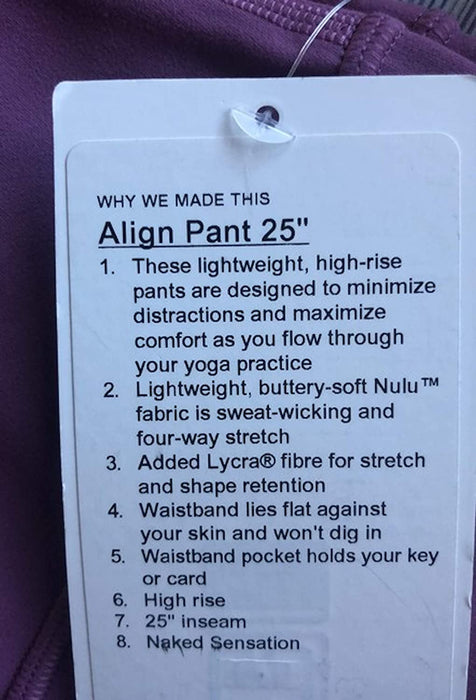 Lululemon Align Pant 25" - VTPM (Vintage Plum)