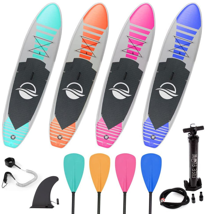 SereneLife Premium Inflatable Stand Up Paddle Board (6 Inches Thick) with SUP Accessories & Carry Bag | Wide Stance, Bottom Fin for Paddling, Surf Control