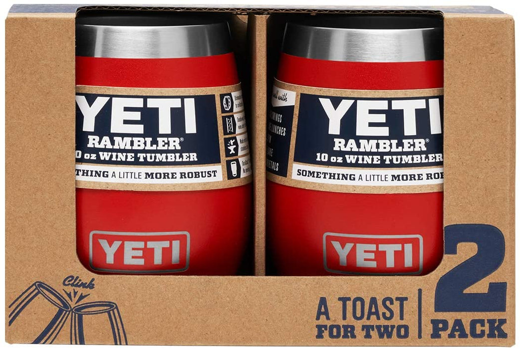 YETI Rambler 10 oz Wine Tumbler, Vacuum Insulated, Stainless Steel, 2 Pack