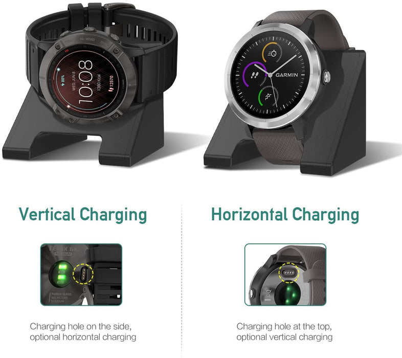 Garmin Fenix 6S Multisport GPS Smartwatch (42mm, Sapphire, Light Gold-Tone/Shale Gray Leather Band) with Charging Stand and Microfiber Cloth