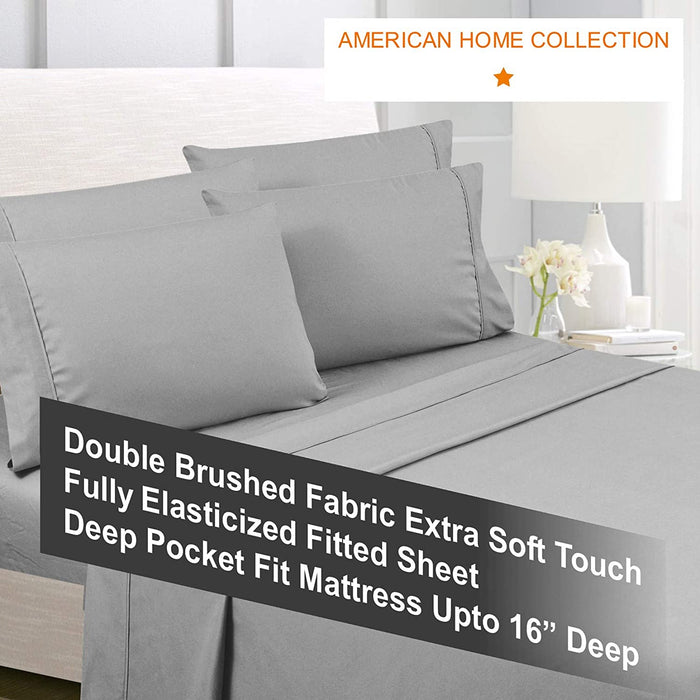 American Home Collection Deluxe 6 Piece Printed Sheet Set of Brushed Fabric, Deep Pocket Wrinkle Resistant - Hypoallergenic (Twin