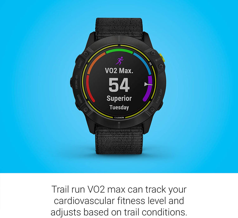 Garmin Enduro, Ultraperformance Multisport GPS Watch, Solar Charging, Battery Life Up to 80 Hours in GPS Mode, Carbon Gray DLC Titanium with Black UltraFit Nylon Band