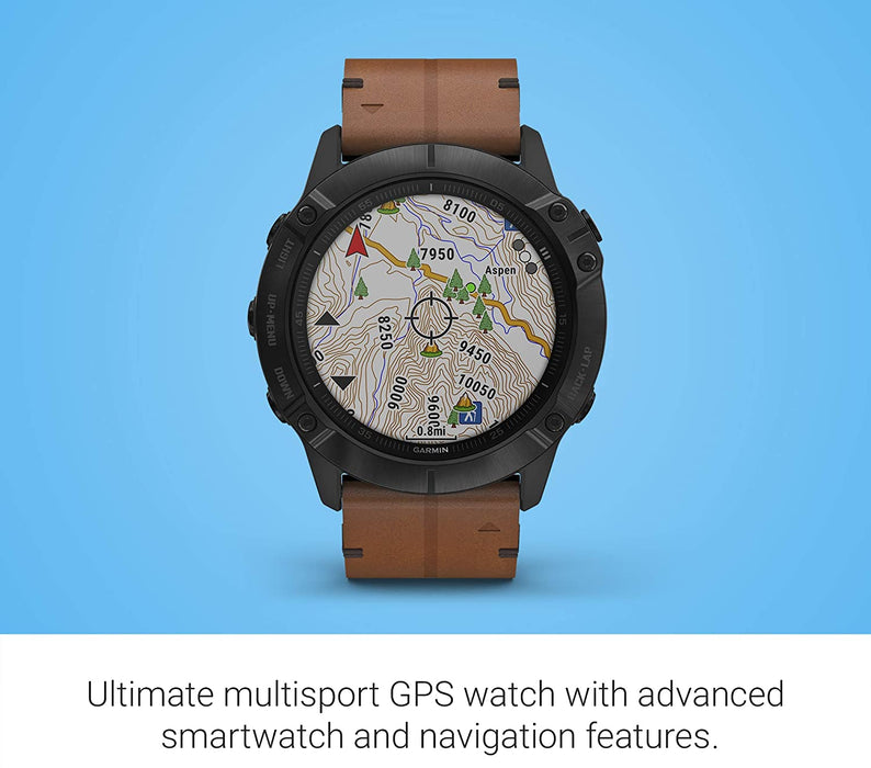 Garmin Fenix 6X Sapphire, Premium Multisport GPS Watch, Features Mapping, Music, Grade-Adjusted Pace Guidance and Pulse Ox Sensors & Quickfit Watch Band, Vented Carbon Gray Titanium Bracelet