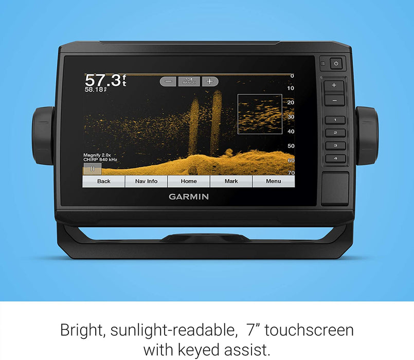 Garmin ECHOMAP UHD 73cv, 7" Keyed-Assist Chartplotter with U.S. LakeVü g3 and GT24UHD-TM transducer