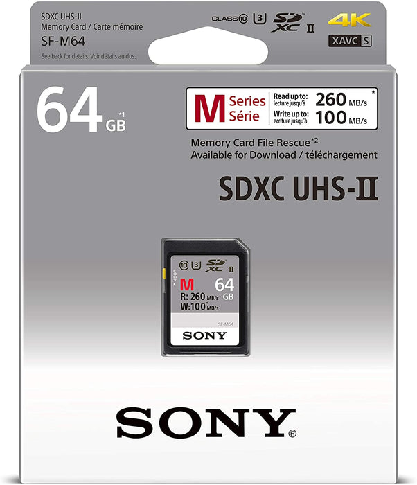 Sony M Series SDXC UHS-II Card 64GB, V60, CL10, U3, Max R277MB/S