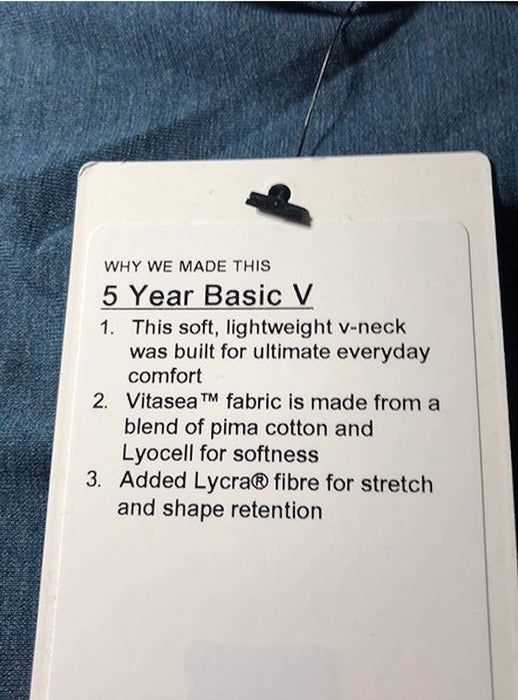 Lululemon 5 Year Basic V- HTIR (Heather Iron Blue)