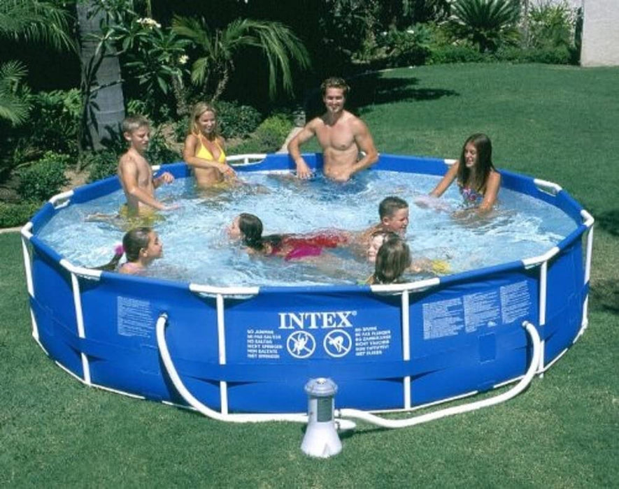 Intex 12ft x 30in Metal Frame Round Swimming Pool Set 530 GPH Pump & 6 A Filters