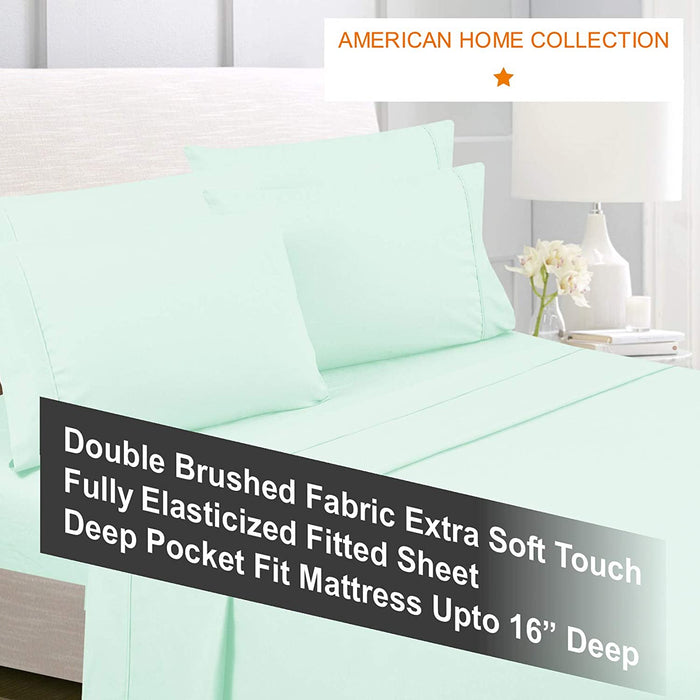 American Home Collection Deluxe 6 Piece Printed Sheet Set of Brushed Fabric, Deep Pocket Wrinkle Resistant - Hypoallergenic (Twin