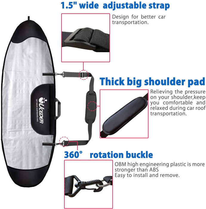 UCEDER Surfboard Cover and Surfboard Storage Bag for Outdoor Travel,5'2",6'0",7'5'',8'2'',8'7'',9'2'',10'0"Surfboard Bag