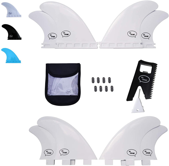 Ho Stevie! Fiberglass Reinforced Polymer Surfboard Fins - Quad (4 Fins) FCS or Futures Sizes, with Fin Bag, Screws
