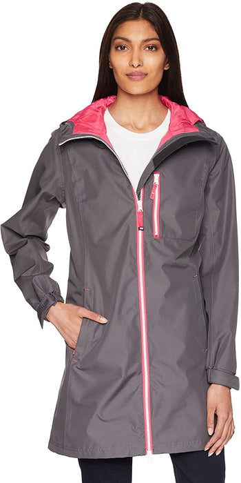 Helly Hansen Women's Long Belfast Lightweight Waterproof Windproof Breathable Raincoat Jacket with Hood