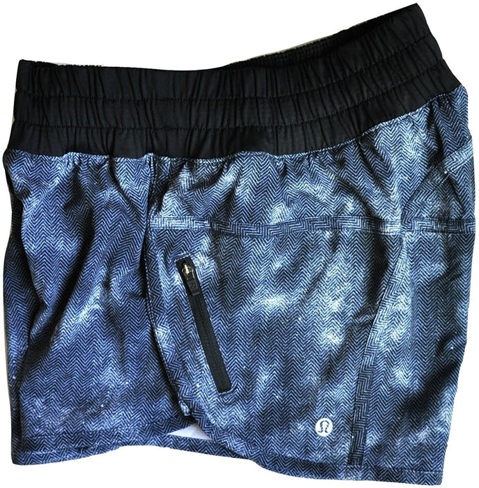Lululemon Womens Tracker Short IV Black Grey White Zig Zag Run