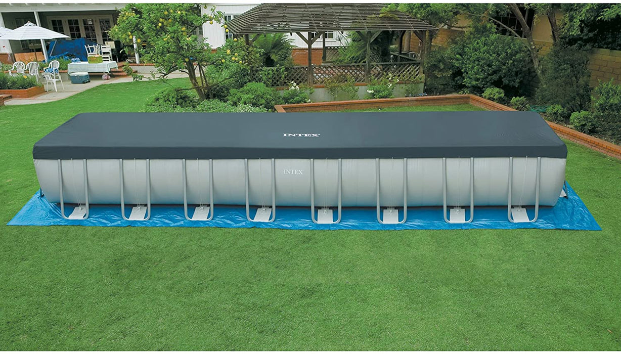 Intex 32ft X 16ft X 52in Ultra Frame Rectangular Pool Set with Sand Filter Pump, Ladder, Ground Cloth and Pool Cover