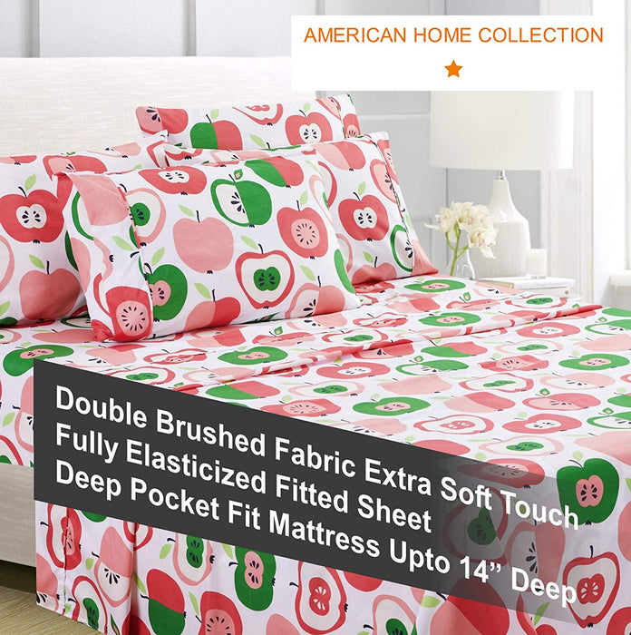 American Home Collection Deluxe 6 Piece Printed Sheet Set of Brushed Fabric, Deep Pocket Wrinkle Resistant - Hypoallergenic (Twin
