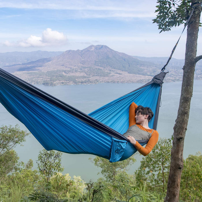 Ticket to the Moon Fair Trade & Handmade 1-2 Person King Size Lightweight Hammock for Traveling, Camping and Everyday Use, XXL, only 700g, Parachute-Silk, Set-Up < 1 min.