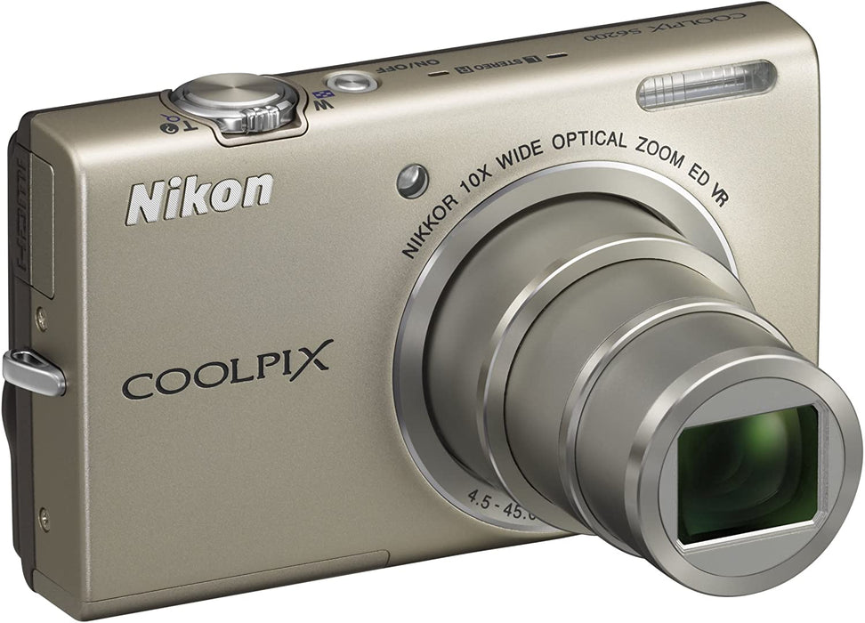Nikon COOLPIX S6200 16 MP Digital Camera with 10x Optical Zoom NIKKOR ED Glass Lens and HD 720p Video (Silver)