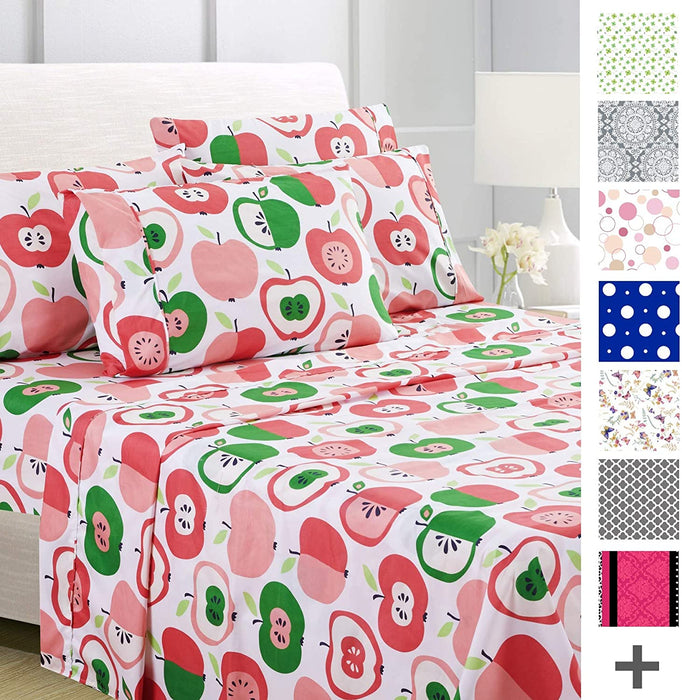 American Home Collection Deluxe 6 Piece Printed Sheet Set of Brushed Fabric, Deep Pocket Wrinkle Resistant - Hypoallergenic (Twin