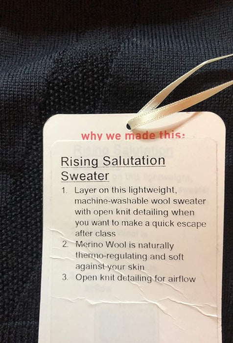 Lululemon Rising Salutation Sweater - BLK (Size 10)