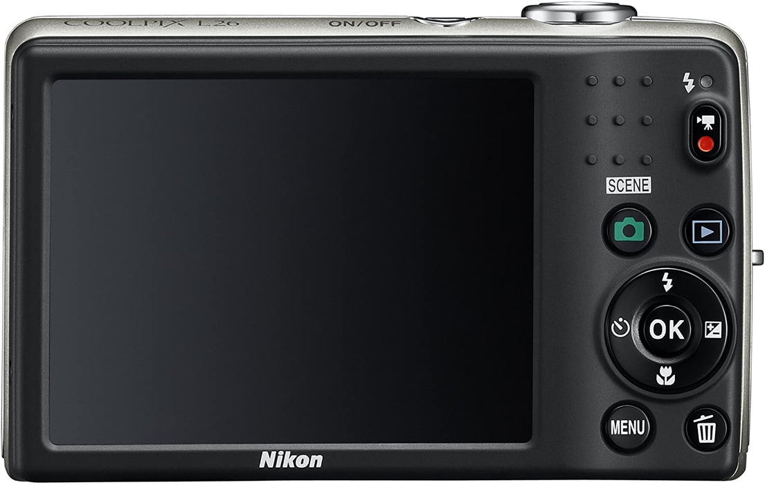 Nikon COOLPIX L26 16.1 MP Digital Camera with 5x Zoom NIKKOR Glass Lens and 3-inch LCD (Silver) (OLD MODEL)