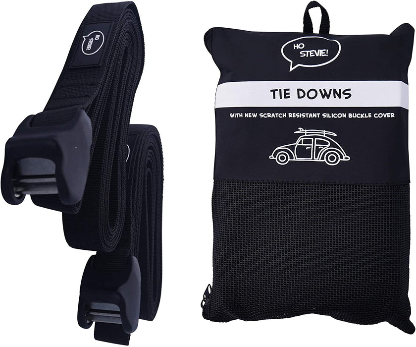Ho Stevie! Surfboard Tie Down Straps 'No Scratch' 15ft (Pair) for Car Truck SUV with roof Racks - for SUP, Kayak, Canoe Also