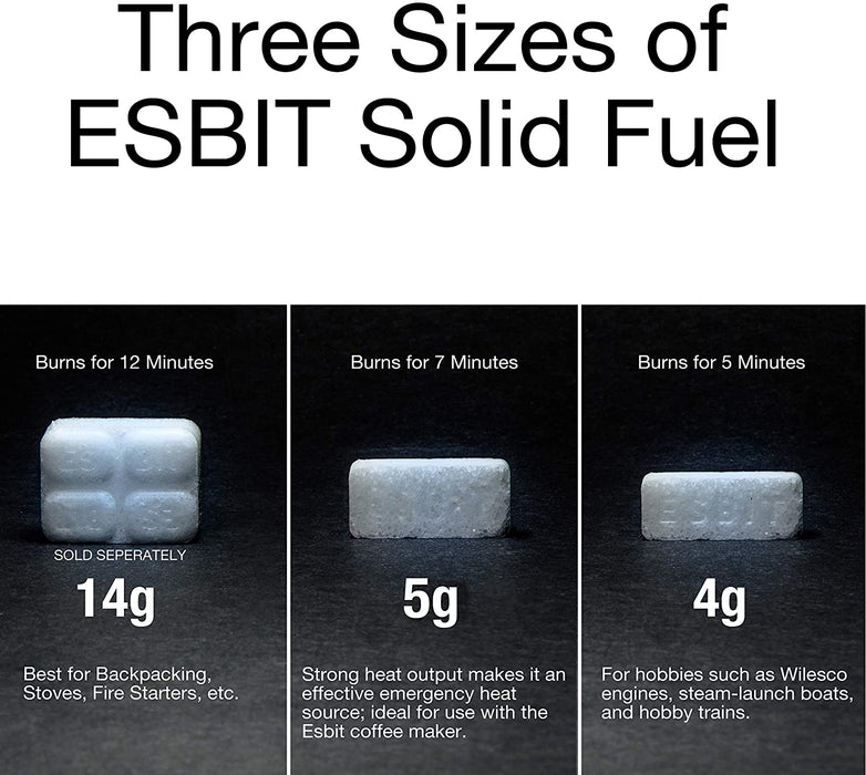 Esbit 1300-Degree Smokeless Solid Fuel Tablets for Hobby, Outdoor, and Emergency Use