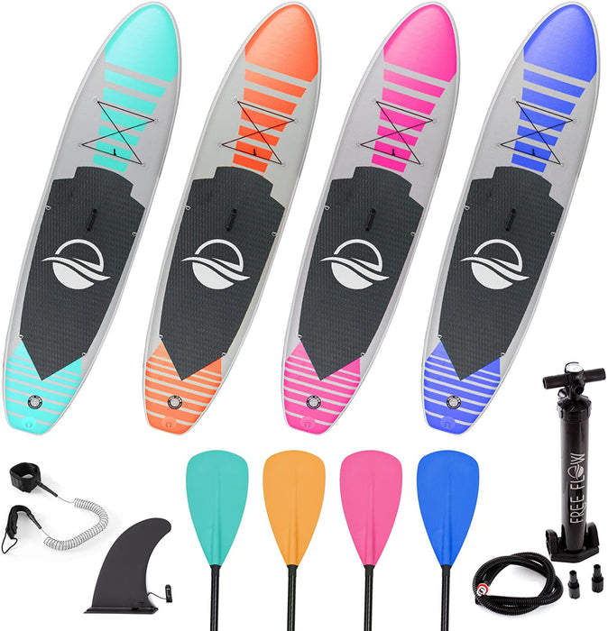 SereneLife Premium Inflatable Stand Up Paddle Board (6 Inches Thick) with SUP Accessories & Carry Bag | Wide Stance, Bottom Fin for Paddling, Surf Control