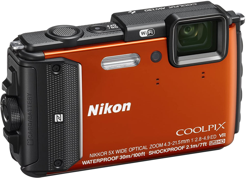 Nikon Coolpix AW130 Shock & Waterproof GPS Digital Camera (Orange) - International Version