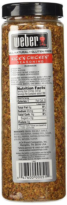 Weber Kick'n Chicken Seasoning 22 Oz. Made with Sea Salt - No MSG - Gluten Free - Perfect for Grilling