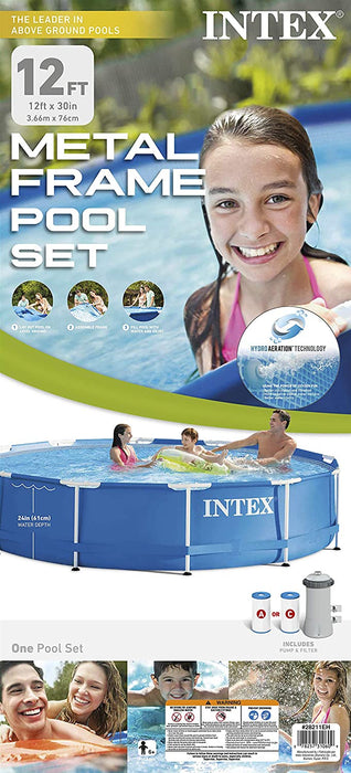 Intex 15ft x 48in Metal Frame Pool Set with Filter Pump, Ladder