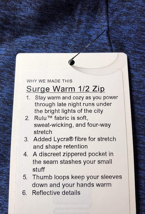 Lululemon Surge Warm 1/2 Zip - HEMR/BLK