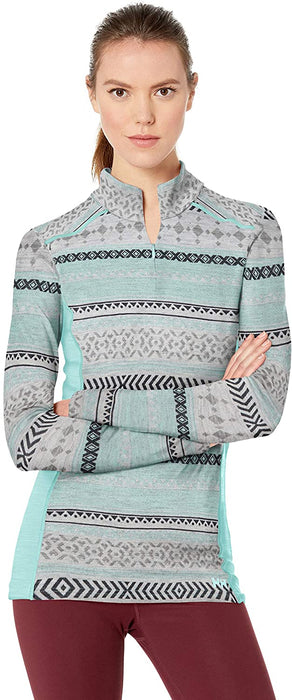 Helly-Hansen Womens Hh Merino Mid Graphic Print 1/2 Zip Lightweight Long-Sleeve Thermal Baselayer Top